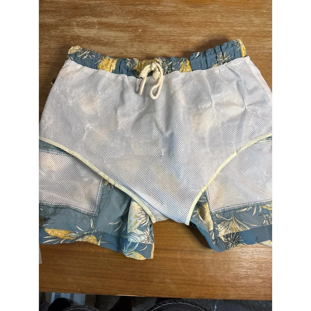 Tommy Bahama Mens Blue Pineapple Print Swim Trunks Bungalow Cargo Shorts L